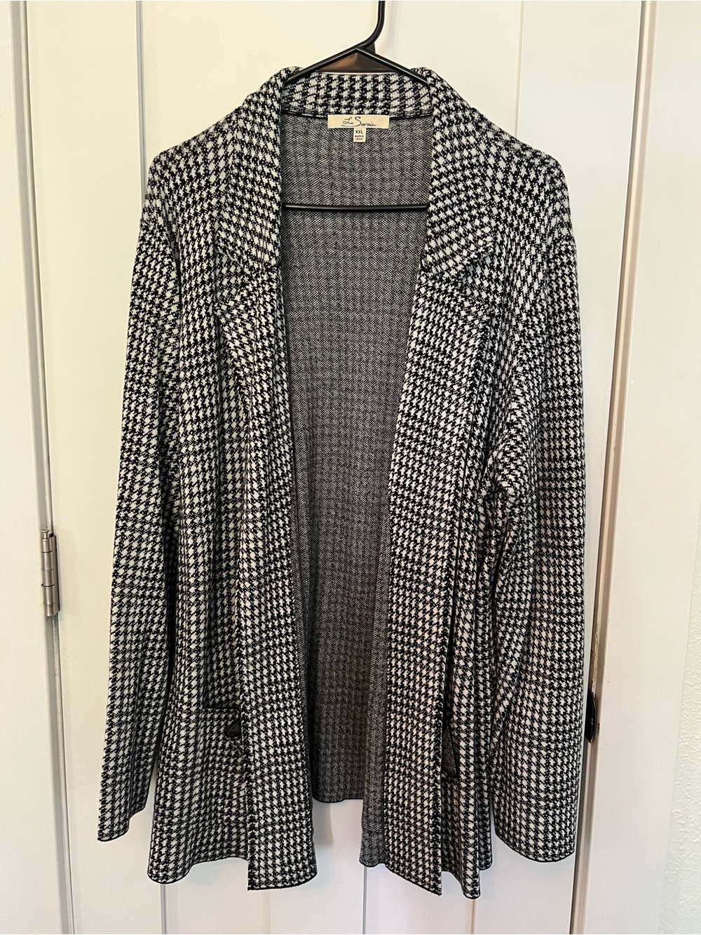 Stitch Fix Les Serein Philomena Black & White Houndstooth Open Sweater Blazer